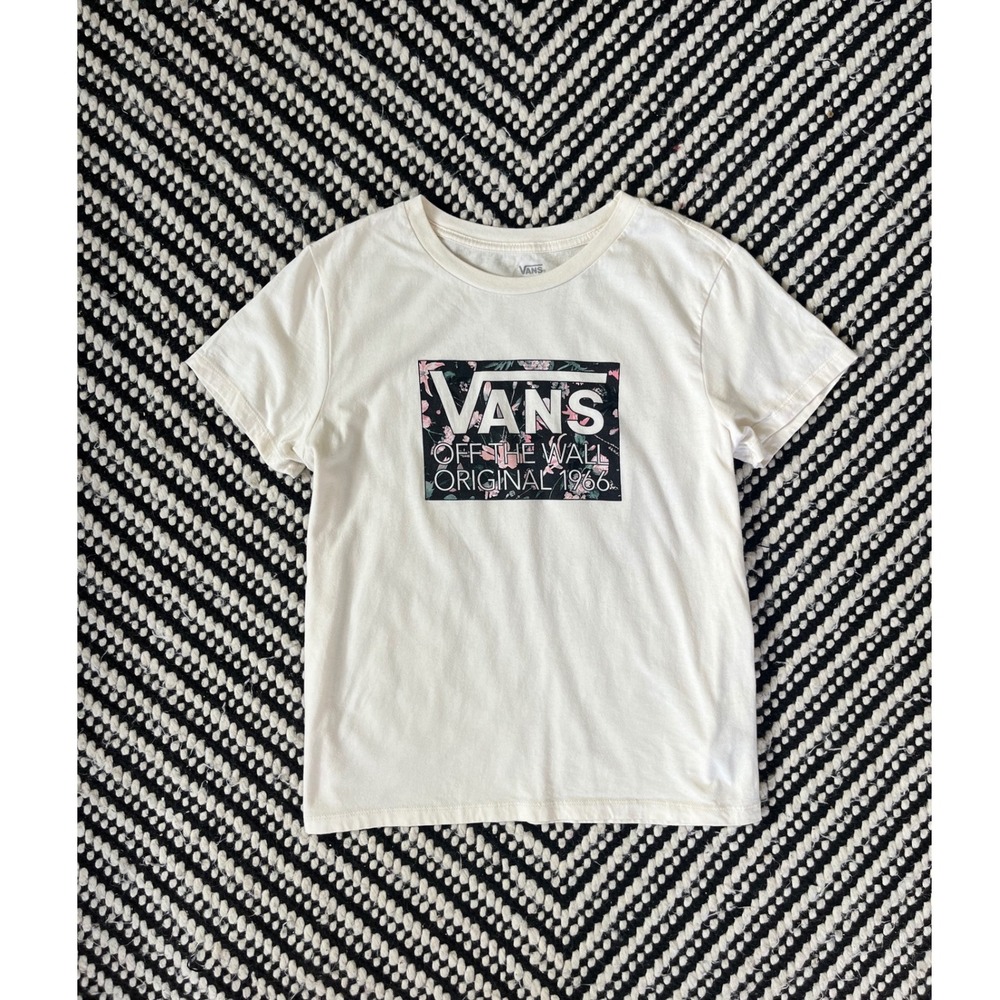 Vans Off The Wall Original 1966 Floral Box Logo Graphic Tee Cream XL Streetwear